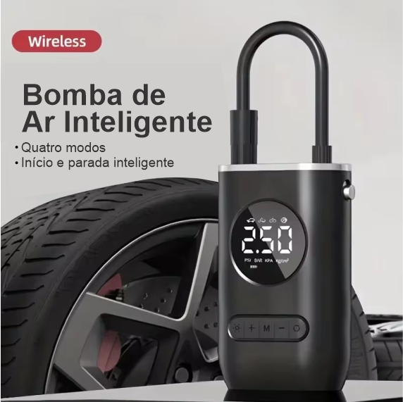 Super Bomba de Ar Portátil sem fio para Pneus, Bolas e mais.