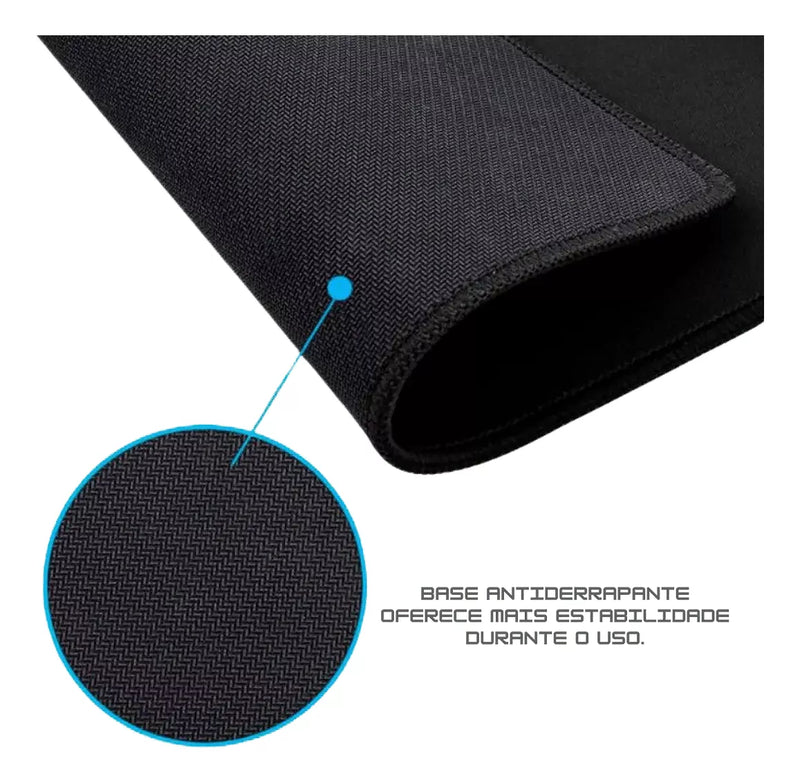 Mouse Pad Gamer Extra Grande 70x35cm Preto Sem Estampa ExBom