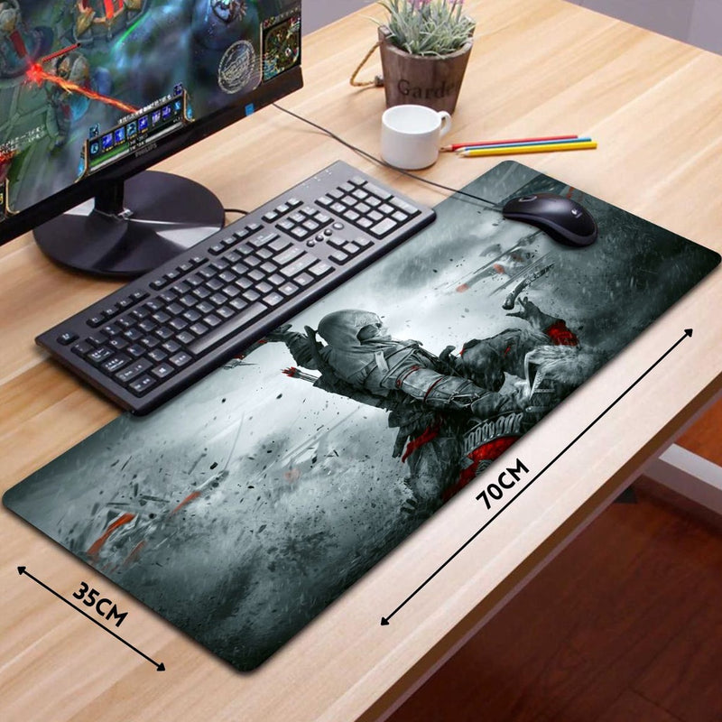 Mouse Pad Gamer Extra Grande 70x35cm Preto Sem Estampa ExBom