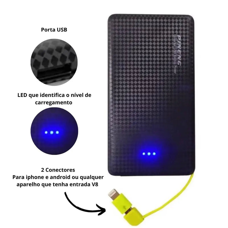 Carregador Portátil Turbo Power Bank 10.000mah Universal Pineng