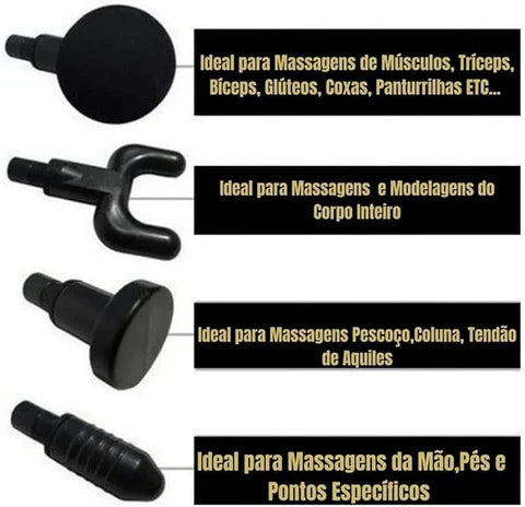 Massageador Elétrico Muscular Pistola 4 Em 1